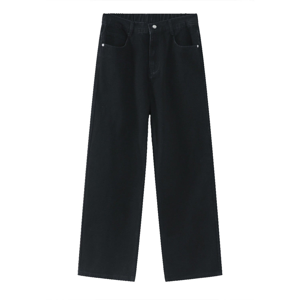 Loose Half Elastic Waist Straight Jeans