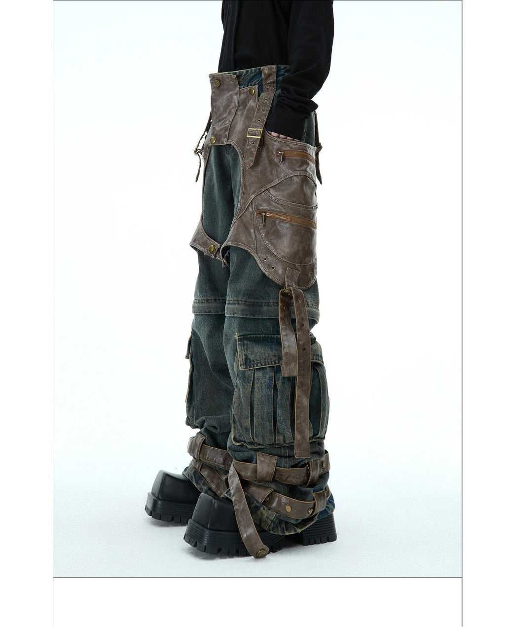 Retro Deconstructed Jeans Men's Detachable Stitching