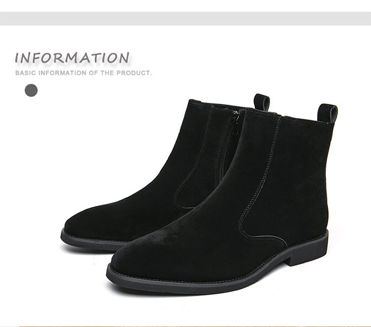 Suede Chelsea Men's British Casual High Top Ankle Boots