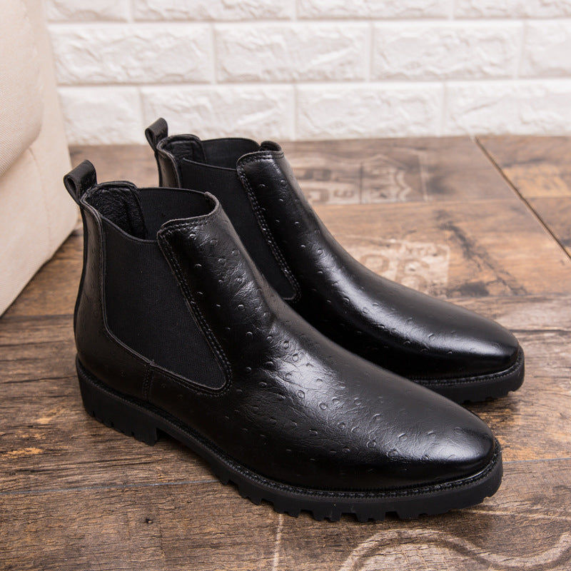 Vintage High-top Embossed Leather Shoes