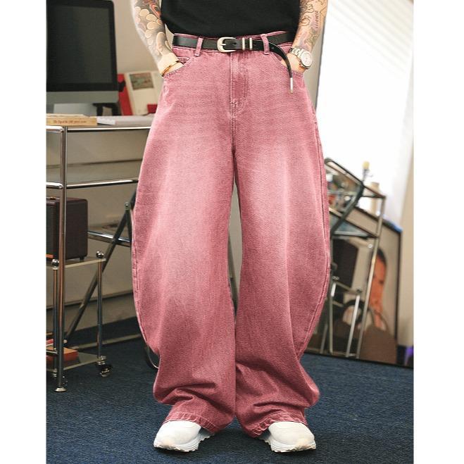Men's Brown Washed Loose Flared Jeans