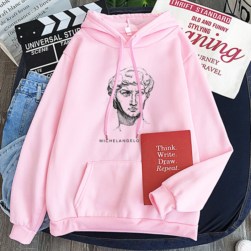 New Michelangelo King David Long Sleeve Fleece Candy Color Hoodie