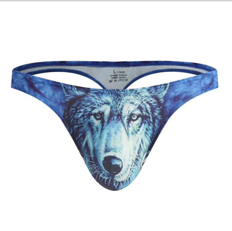 Men's Underpants Low Waist Polyester Printed Breathable T-back