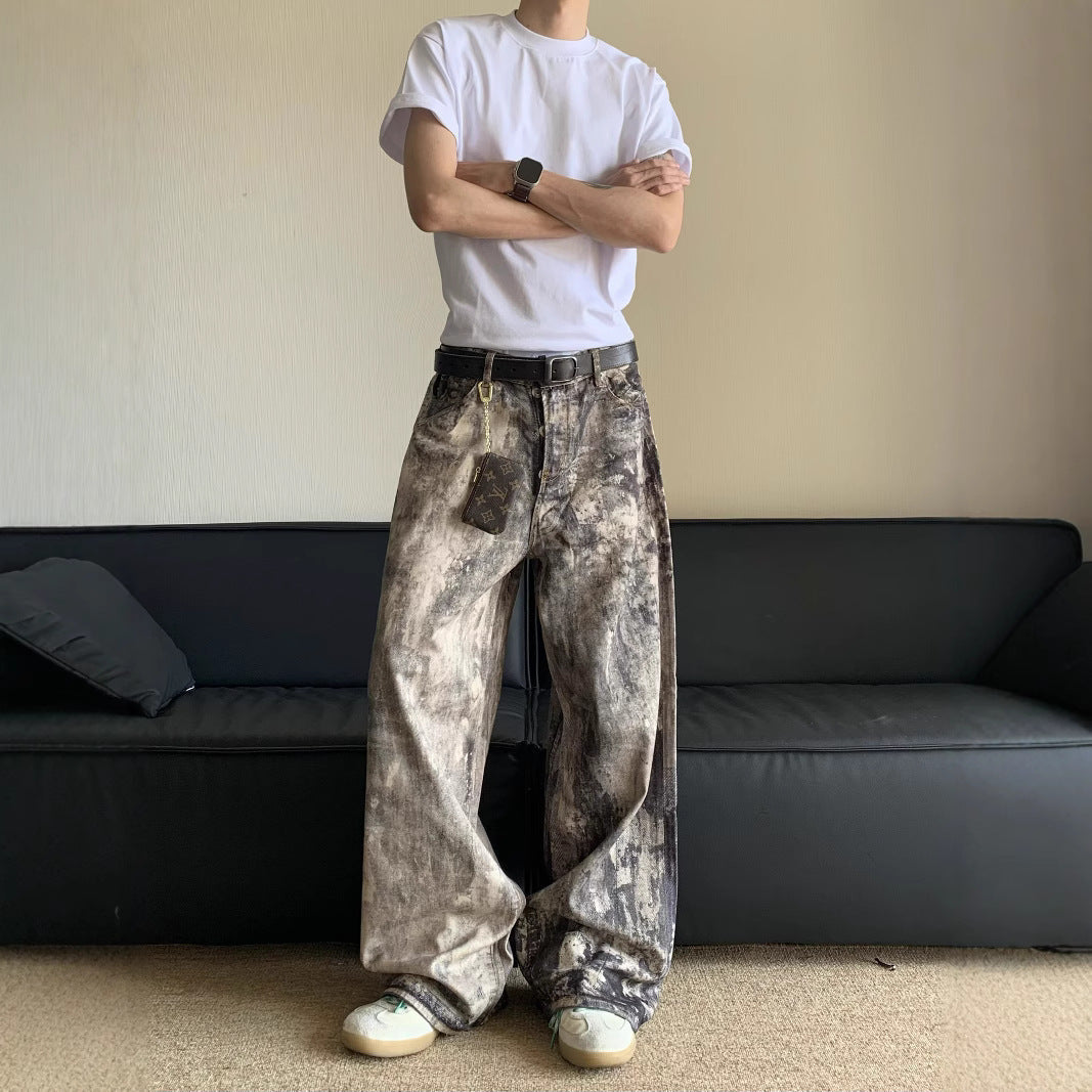 Spring And Summer New 3D Digital Camouflage Printed Denim Trousers For Men