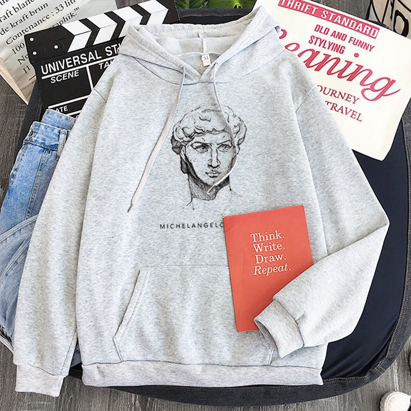 New Michelangelo King David Long Sleeve Fleece Candy Color Hoodie