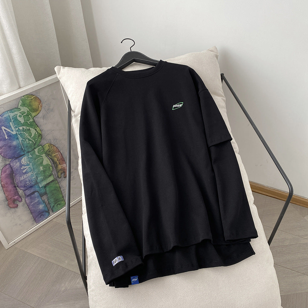 Loose Long T-shirt Sweatshirt With Stitching Sleeves