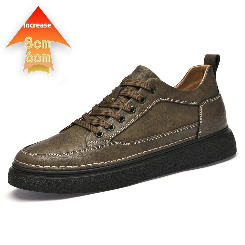 Autumn New Invisible Height Increasing Insole Men's Shoes 8cm Thick Bottom