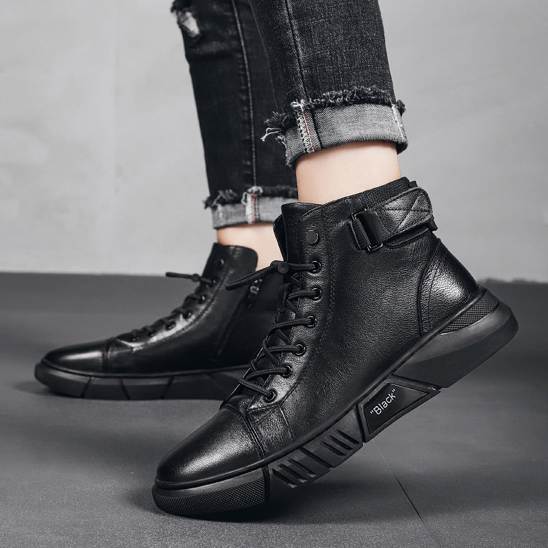 Men's New Leather Plush Martin Boots Casual