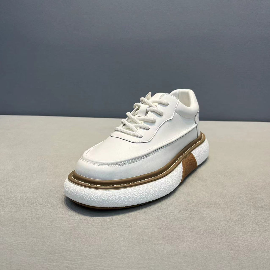 Men's Breathable Leather Shoes Trendy Platform Sports