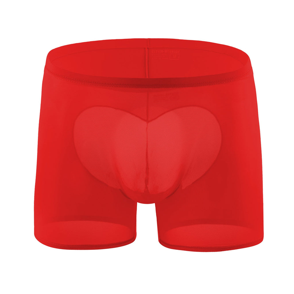 European Size New Mesh Ice Silk Stitching Underwear Heart-shaped Ultra-thin See-through Seamless Boxers