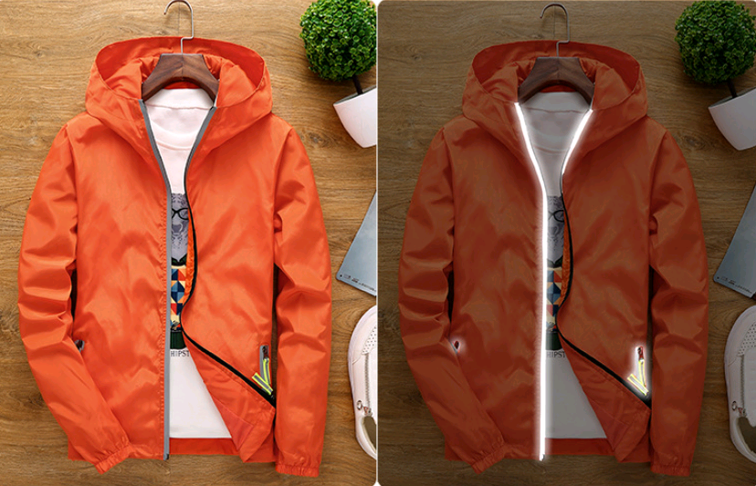 Hooded thin sports slim reflective jacket