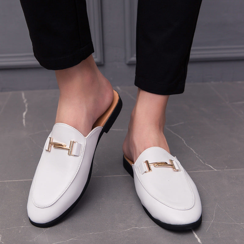 Half Slippers Personality Wear British Style Closed Toe Without Heel Casual Sandals