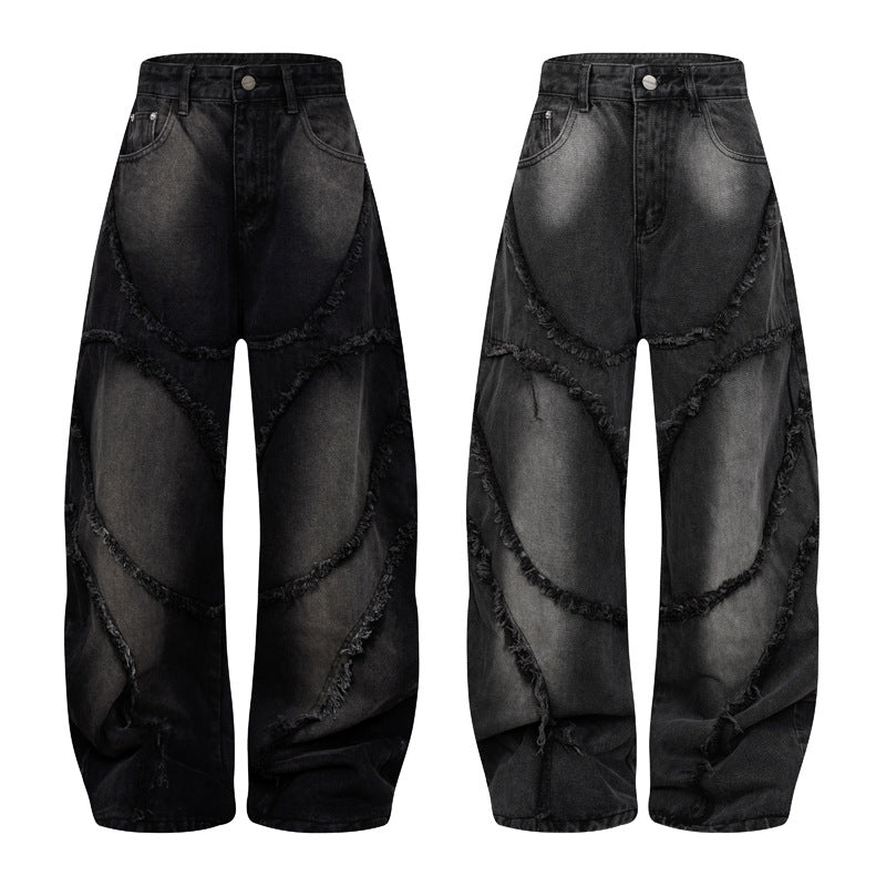 Heavy Industry Washed Old Straight Loose Wide-leg Draggle-tail Trousers