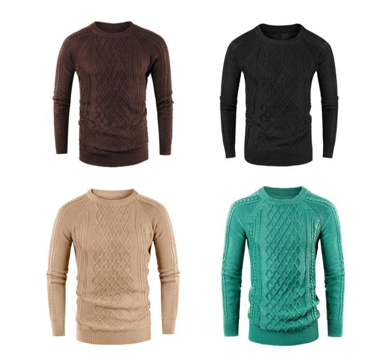 Men's new round neck pullover new long men's casual sweater