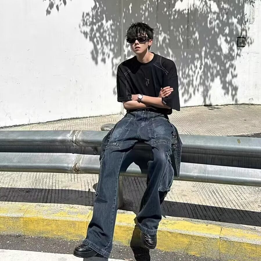 Men's Washed Retro Straight Jeans