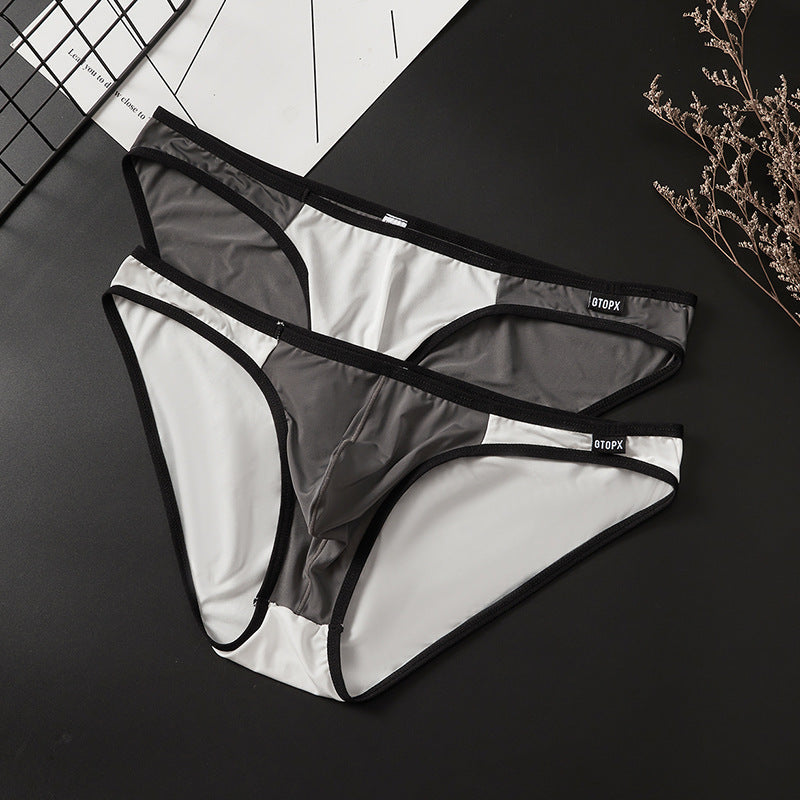 Men's Thin Ice Silk Single Layer U Pouch Low Waist Briefs