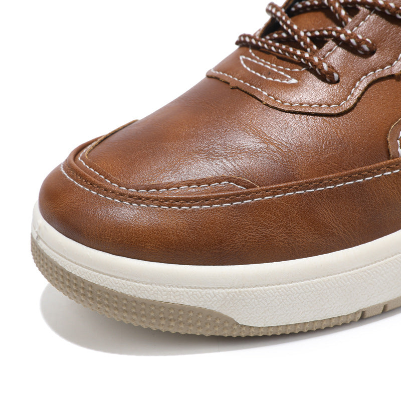 Leather Surface Men's Low-top Sneakers Warm Casual Shoes