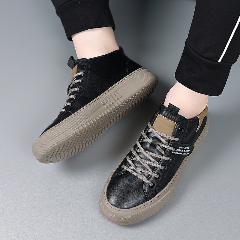 Men's Sports Casual Leather White Shoes