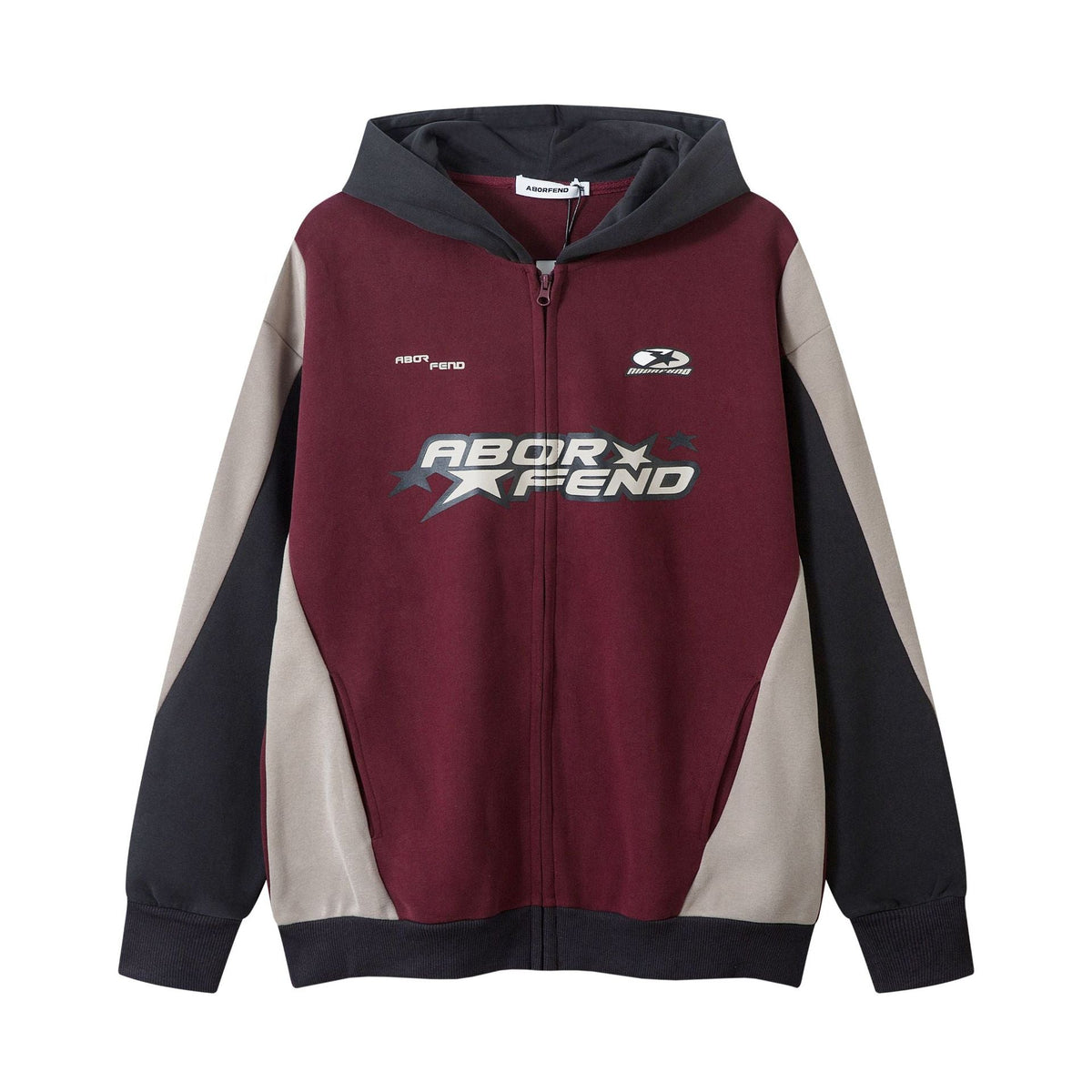 Retro Color Contrast Patchwork Letters Printed Hoodie