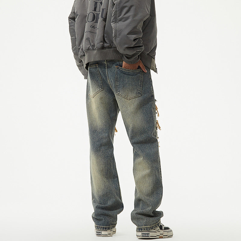 Jeans Washed Loose Casual Straight Trousers