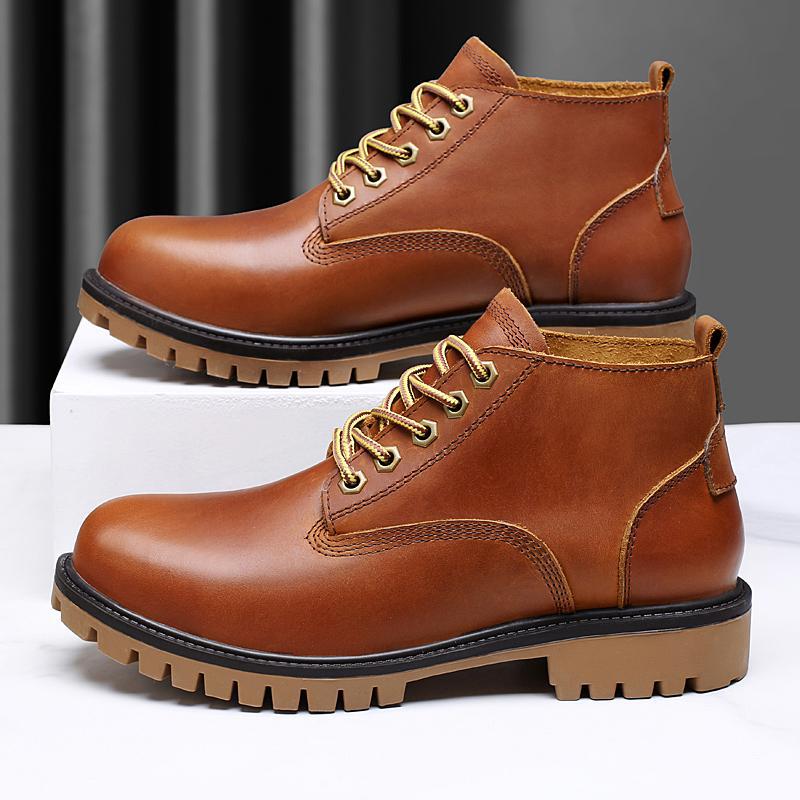 High Quality Height Increasing Insole First Layer Cowhide Big Head Men's Shoes
