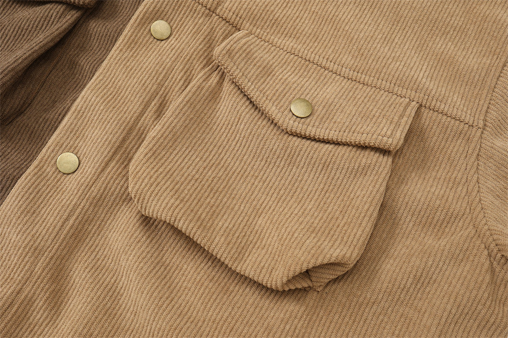 Asymmetric Color Contrast Patchwork Workwear Jacket