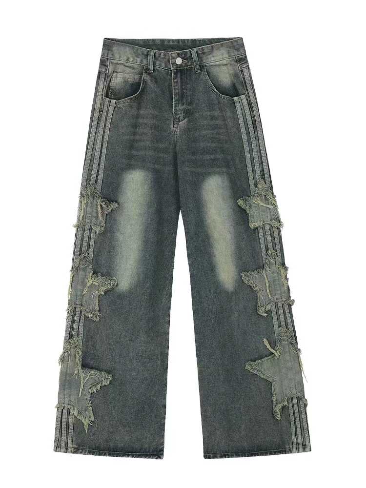 American-style XINGX Patch Straight Jeans