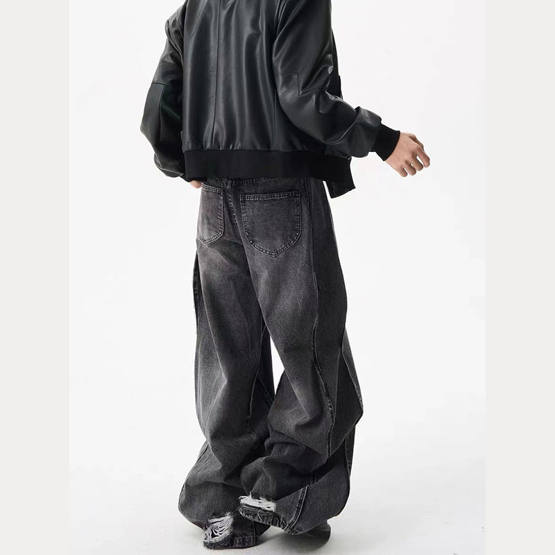 High-grade Stitching Loose Wide-leg Draping Effect Straight-leg Pants Trousers