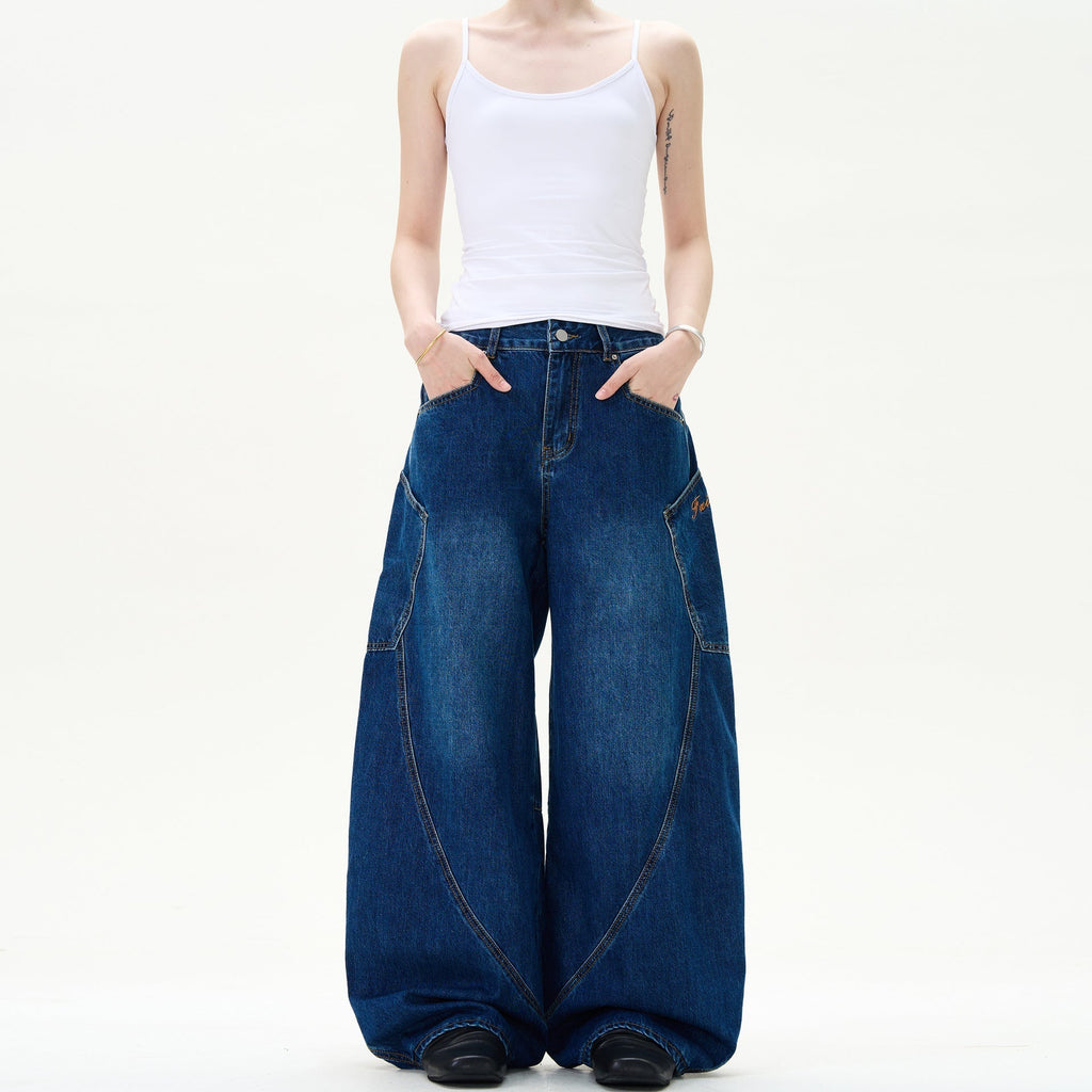Retro Street Design Sense Silhouette Curved Knife Jeans