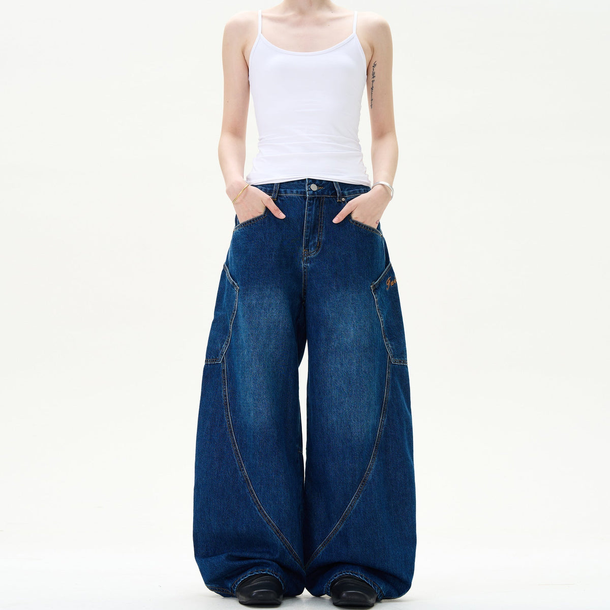 Retro Street Design Sense Silhouette Curved Knife Jeans