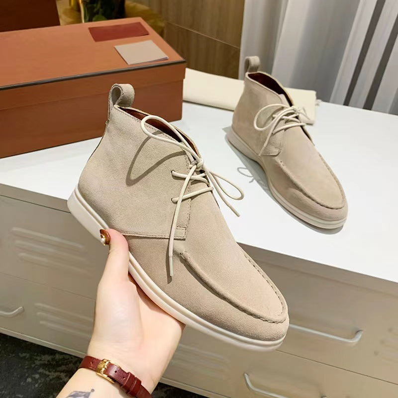 Men's Mid-top Flat Pumps Ankle Lace-up boots