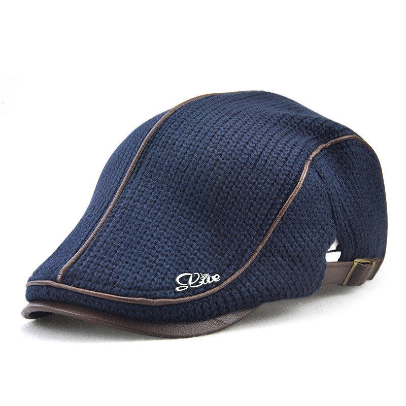 men's winter hat knitting peaked cap thick warm Vintage British leisure peaked cap