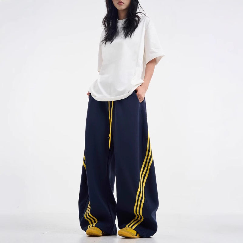 Matching Three Bars Machete Loose-fitting Wide-leg Trousers