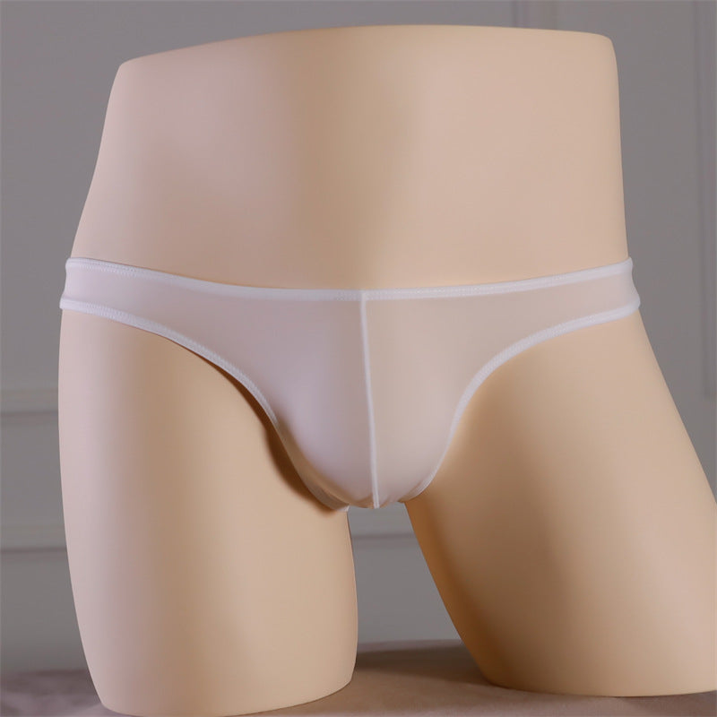 Seamless Men Ice Silk Low Waist Comfortable Nude Feel Lightweight See-through Briefs