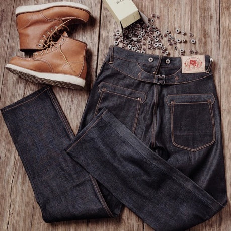 Men's Straight-leg Mid-high Waist Raw Denim Selvedge Jeans