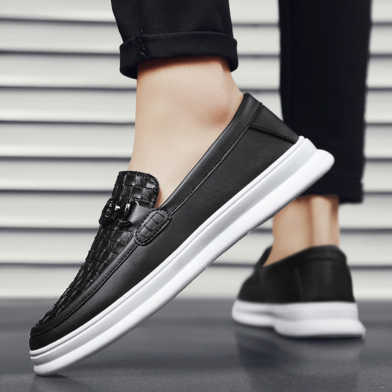 Fashion Retro Men's British Style Low-top Slip-on Small Leather Shoes