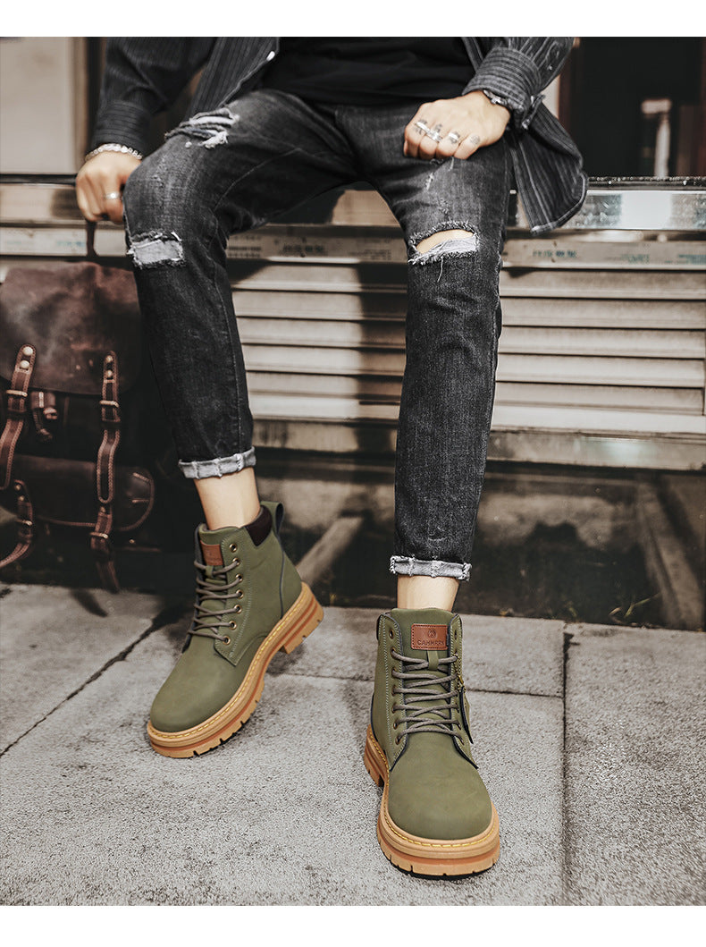 Men's Plus Size Vintage Leather Worker Boots