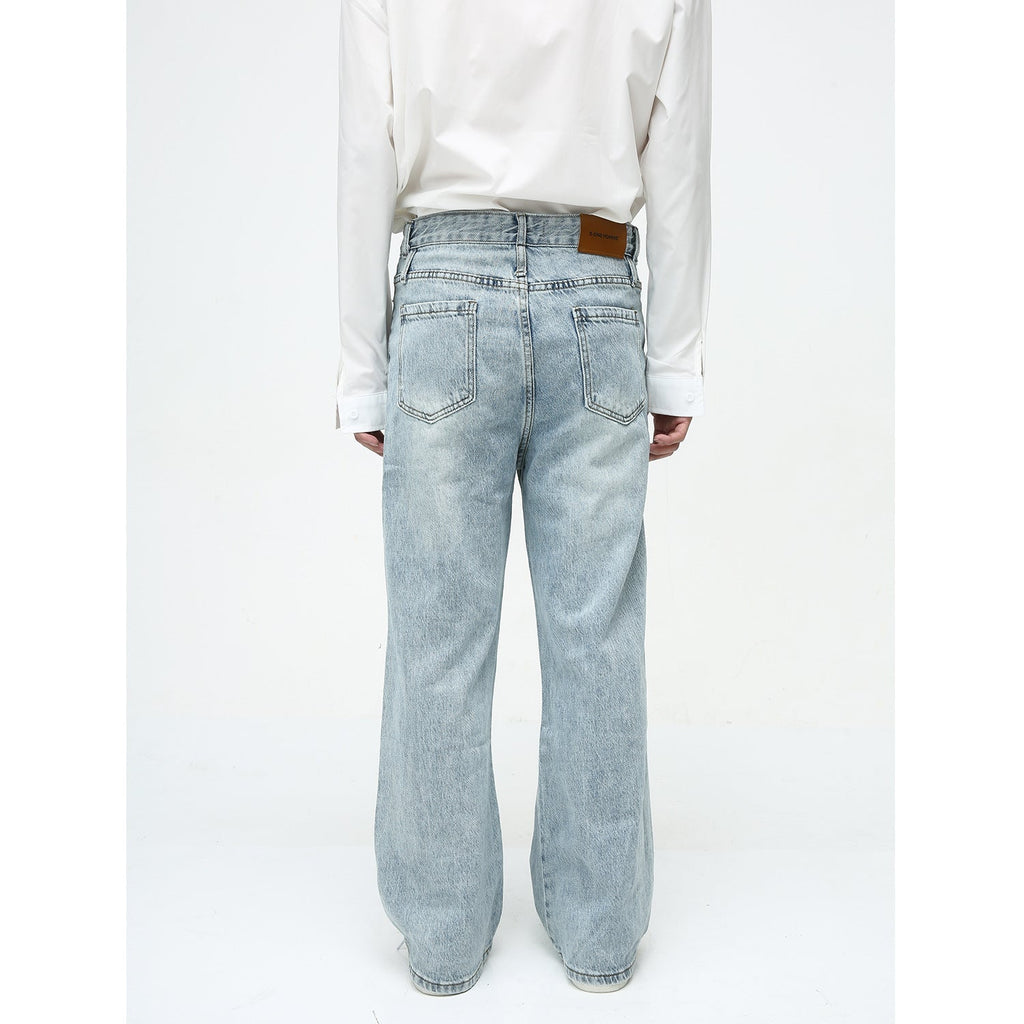 Men's American-style Retro Casual Worn Looking Washed-out Jeans