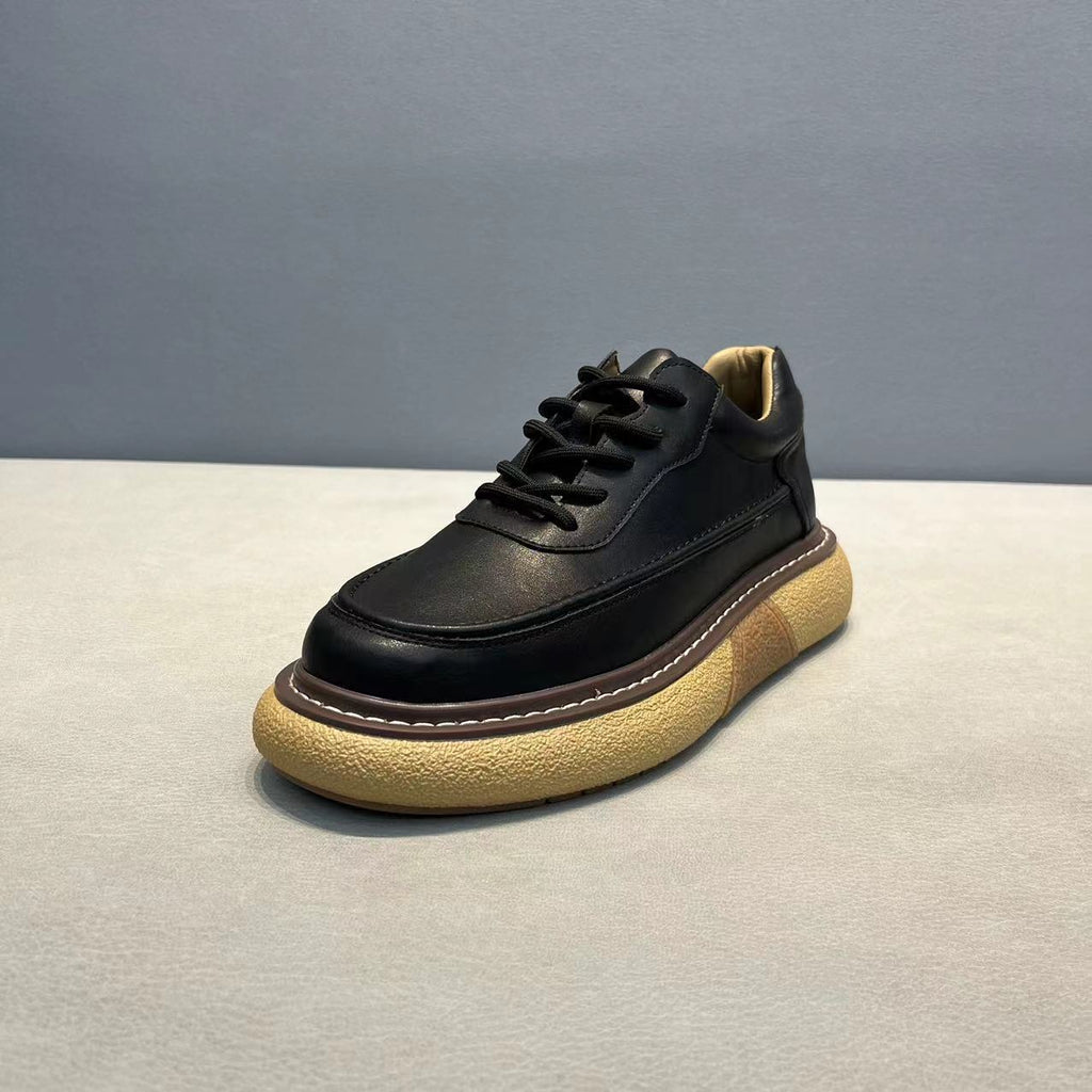 Men's Breathable Leather Shoes Trendy Platform Sports