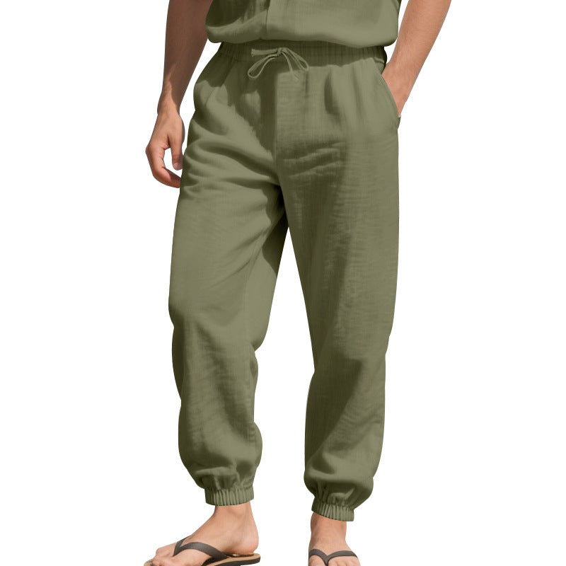 Plus Size Tether Casual Exercise Ankle-tied Straight-leg Pants
