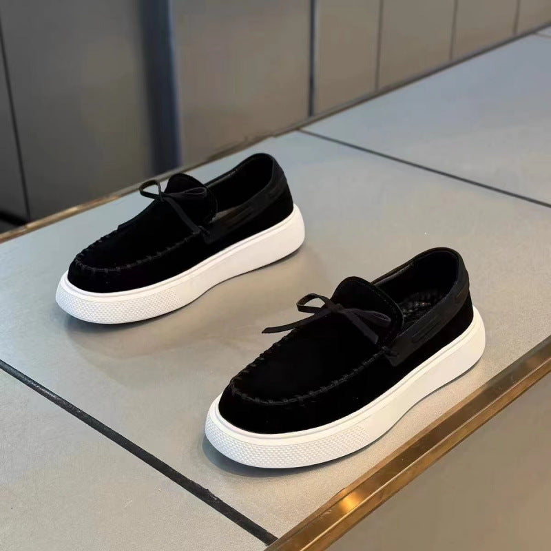 White Autumn Suede All-match Loafers
