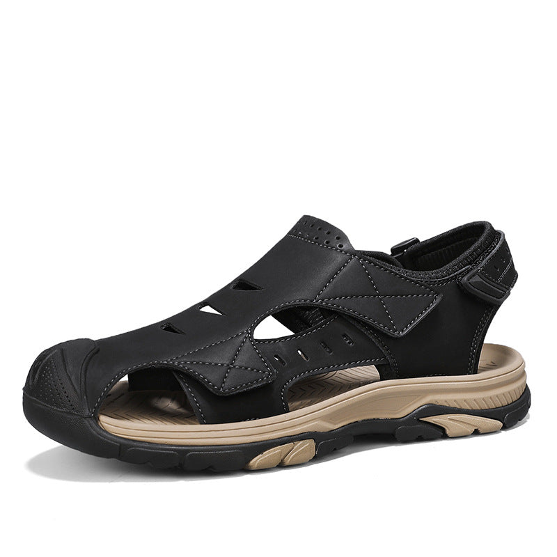 Plus Size Beach Shoes Breathable Leather Sandals For Men