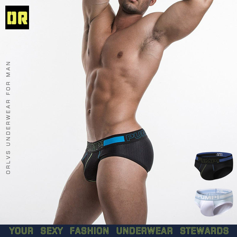 Dried Shrimp Supply Men's Mesh Underwear Low Waist Comfort Briefs Men's Sexy And Breathable Underpants