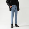 Men's Loose Straight Light Blue Cropped Pants