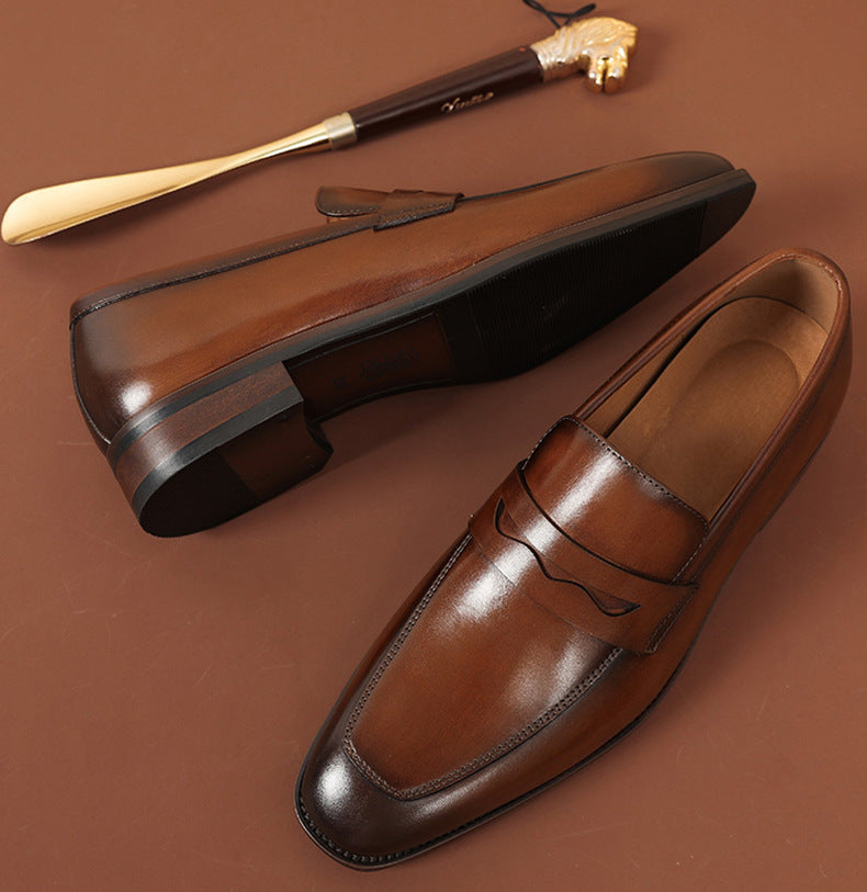 Men's Leather Shoes Business First Layer Cowhide Lazy