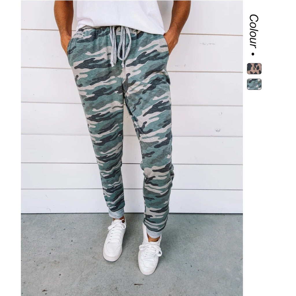 Fashionable Leopard Print Irregular Pattern Casual Pants