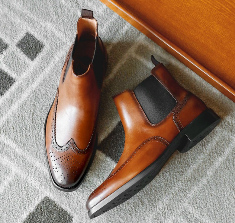 Men's Leather Tips In Western Boots