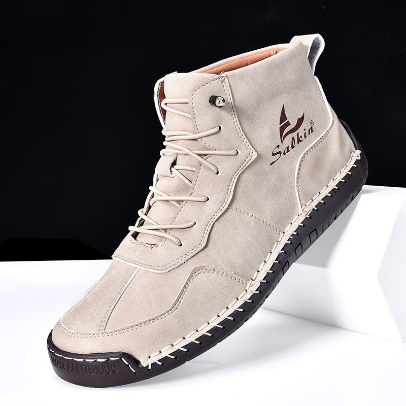 Leather Shoes High-top Retro Casual Boots