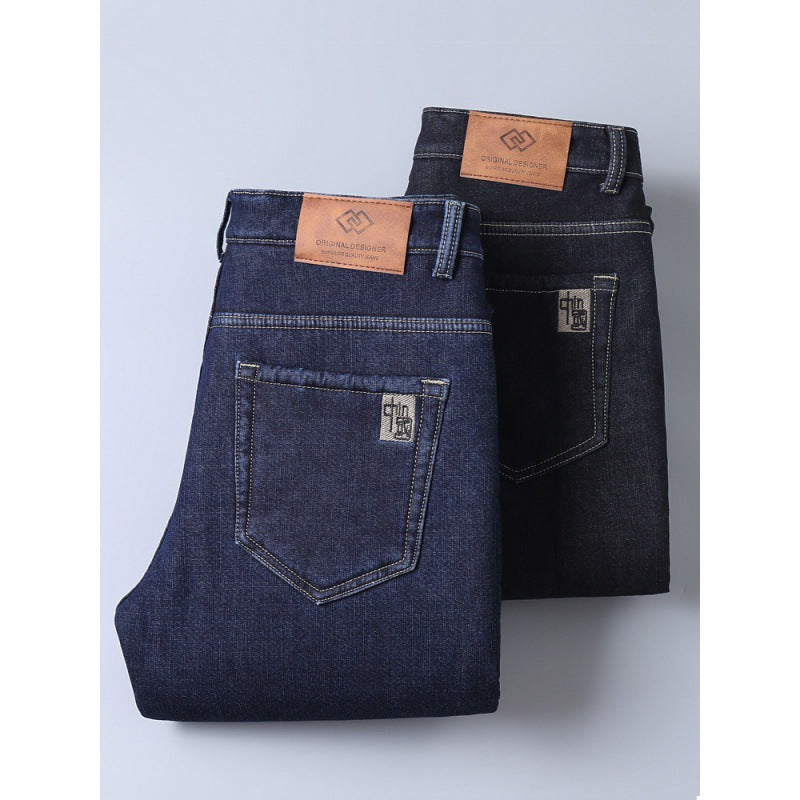 Fleece-lined Thickened Straight Loose Trousers Winter Business Lambswool Casual Pants