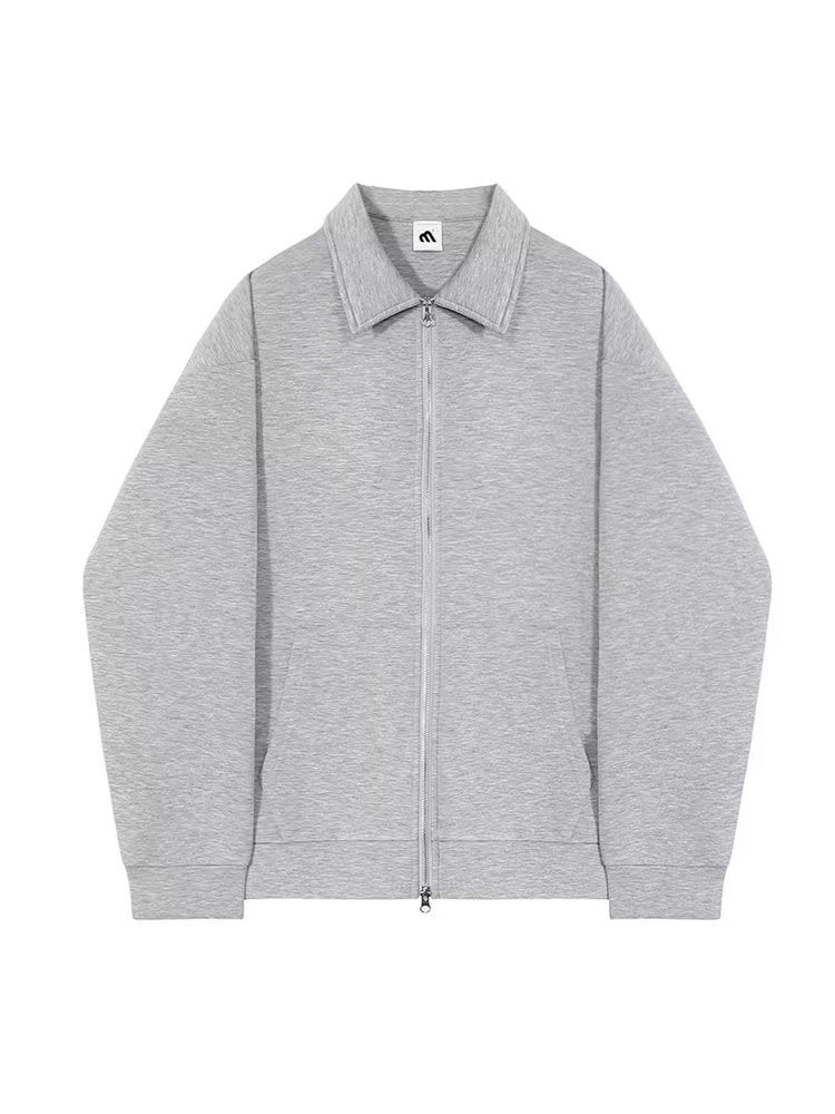 Men's Japanese Solid Color Flip Collar Zipper Coat